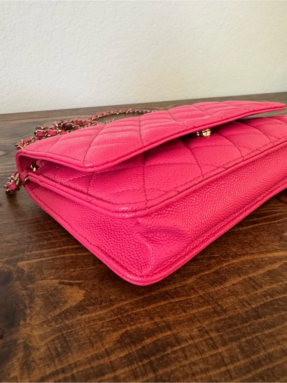 Authentic CHANEL Hot Pink Quilted Crossbody WOC, clutch limited edition color. - Picture 5 of 8